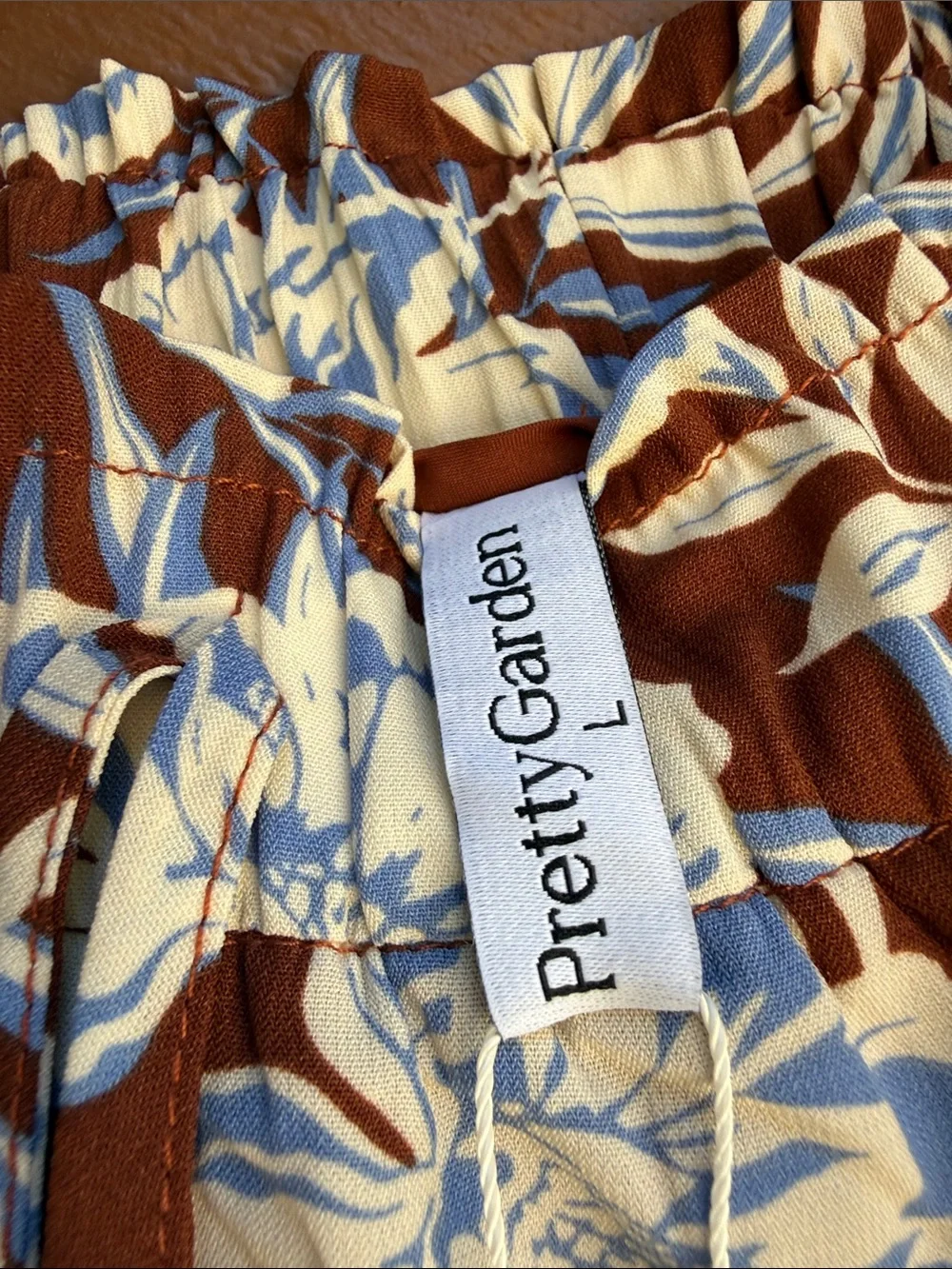 Brown Floral Women’s Skort with Blue & Cream Flowers
